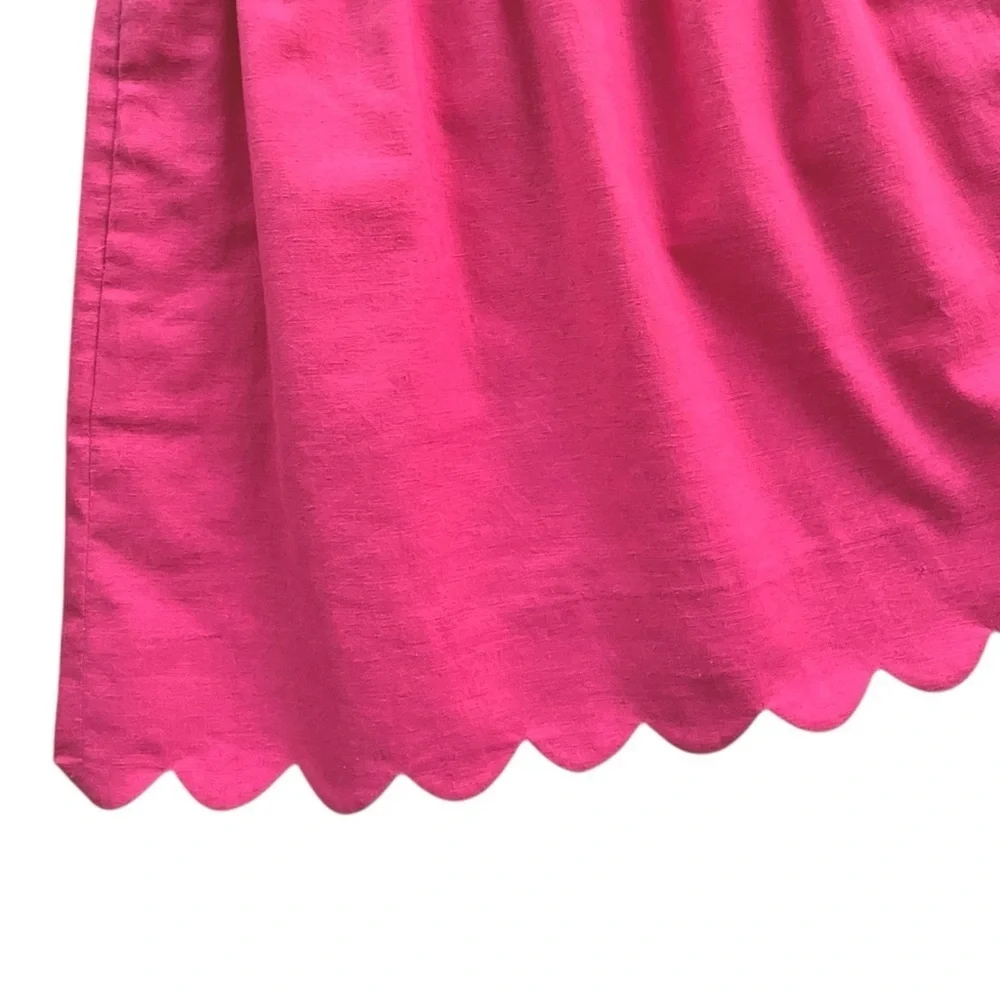 J CREW | NWOT LINEN & COTTON PINK PULL-ON SKIRT POCKETS LINED SCALLOPED HEM | 4